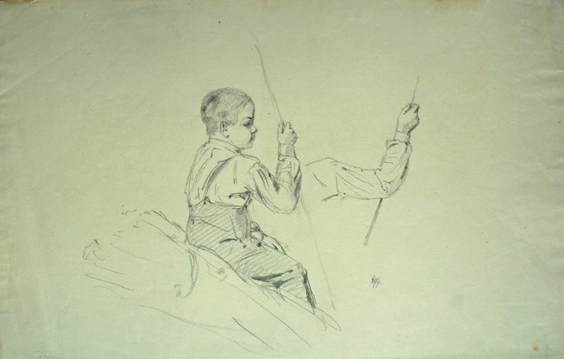 Jan Novopacký (Nowopacký) - Studie chlapce s bičem