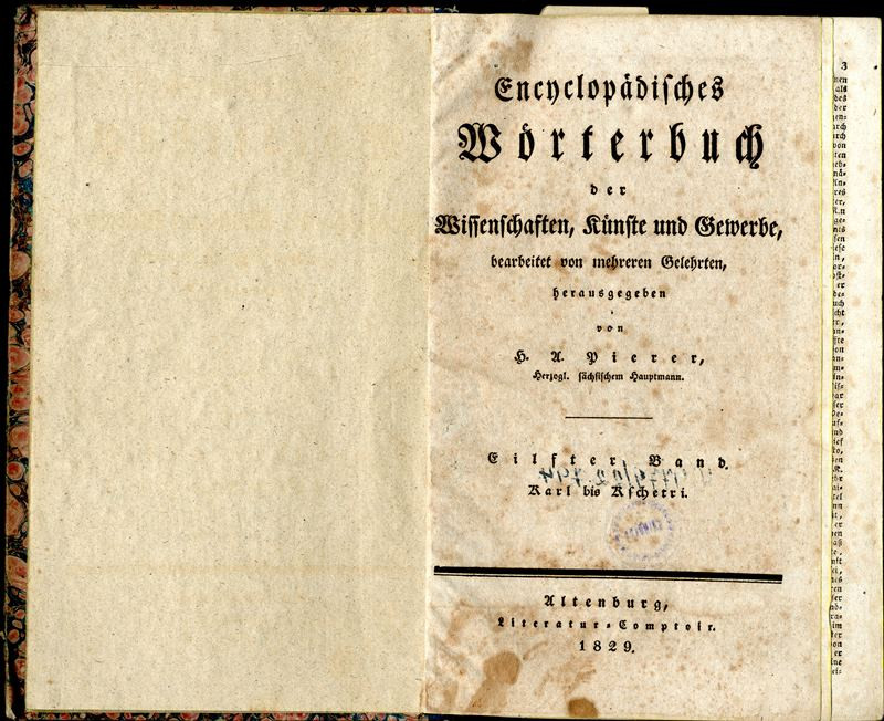 Heinrich August Pierer - Encyclopädisches Wörterbuch der Wissenschaften, Künste und Gewerbe. Eilster Band