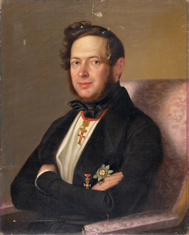 Johann Baptist Mezler von Andelberg - Portrét sedícího muže s vyznamenáním v černém kabátě