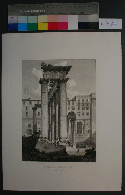 Carl Ferdiand Sprosse - Tempio di Vespasiano. in Rom 32 Originalradirungen