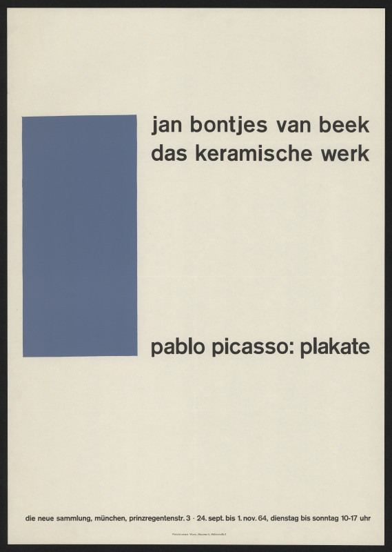 neznámý - Jan Bontje van Beek - des Keramische Werk, Pablo Picasso - plakate