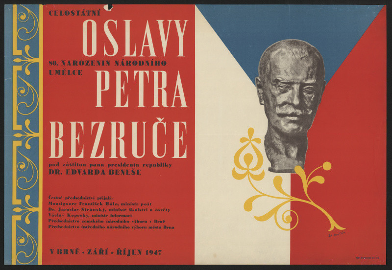Eduard Milén - Celostátní oslavy 80. narozenin nár. umělce Petra Bazruče v Brně, září-říjen 1947