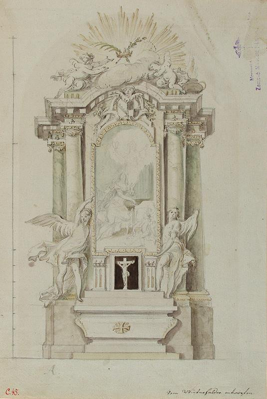 Josef Winterhalder II. (Winterhalter) - Návrh na oltář s obrazem sv. Cecílie