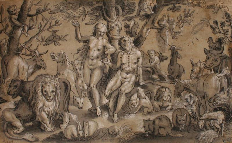 Tobias Stimmer - Adam a Eva v ráji