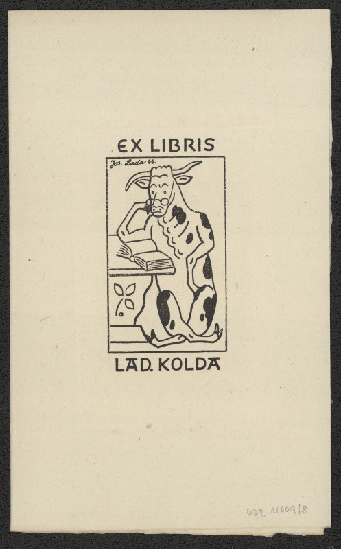 Josef Lada - Ex libris Lad. Kolda. in Knižní značky národního umělce Josefa Lady. (Praha. 1949)