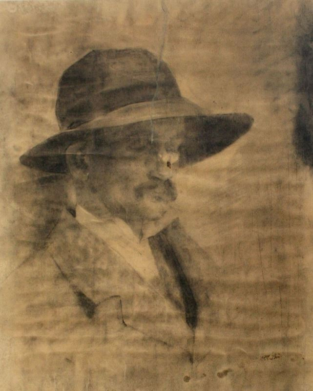 Alfons Mucha - Hlava muže v klobouku