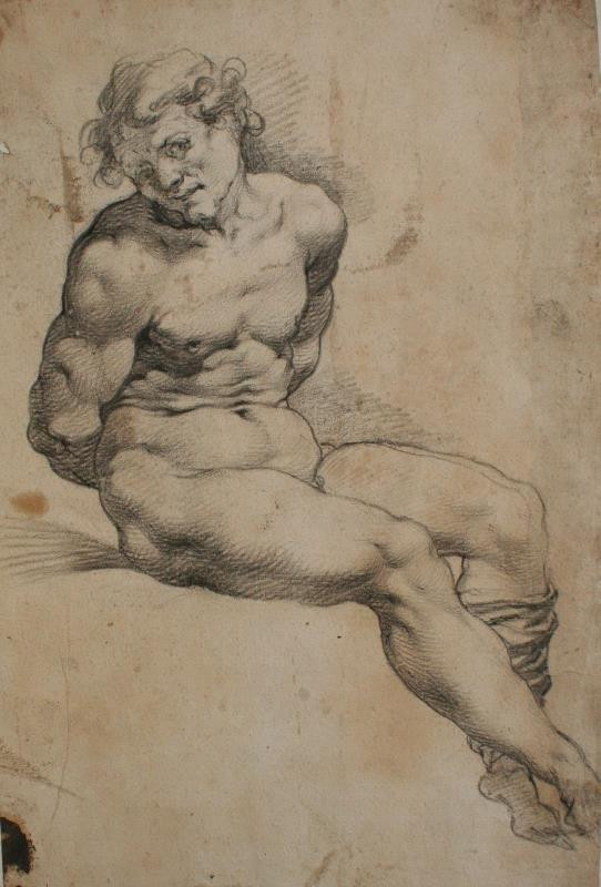 neznámý malíř - Studie sedící mužské figury