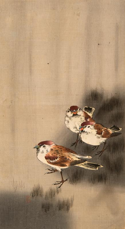 Ohara Koson (Šóson) - Tři vrabci