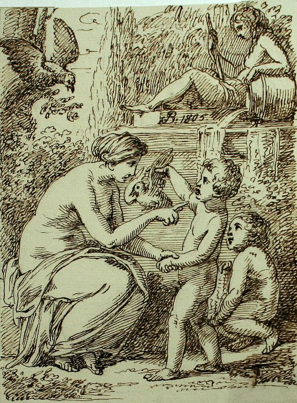 Josef Bergler - La Fontana di Citera, e, le Colombe (předloha ke grafic. listu)