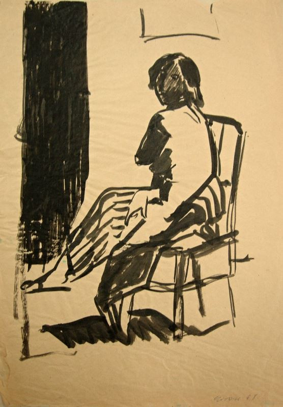 Eugen Nevan - Studie sedící ženy