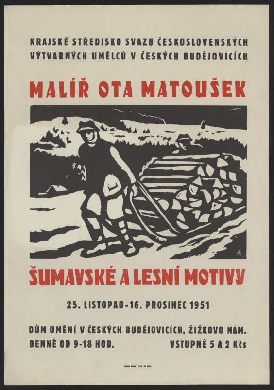 Karel Fiala - Malíř Ota Matoušek, Šumavksé a lesní motivy ... 1951, Dům umění v Čes.Budějovicích