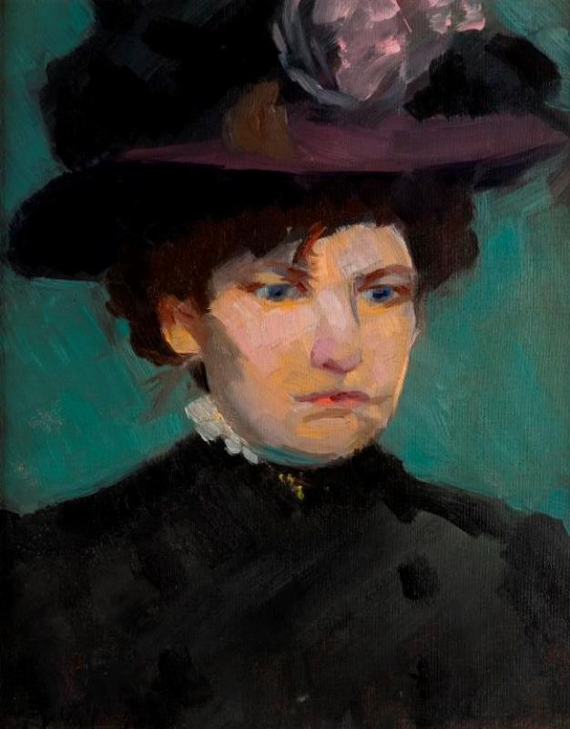 Václav Špála - Portrét s fialovým kloboukem