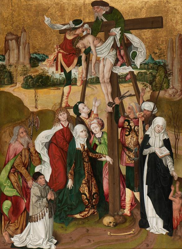 neznámý malíř moravský - Snímání z kříže se sv. Otýlií a sv. Tomášem s donátorem