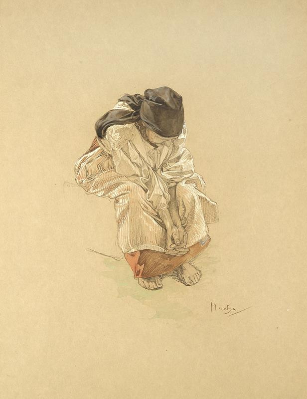 Alfons Mucha - Studie sedící ženy