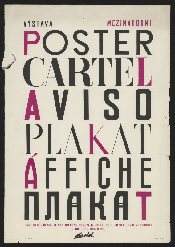 Jaša (Yasha) David - Výstava mezinárodní Poster, Cartel, A viso, Plakat, Áffiche, Plakat, 1961