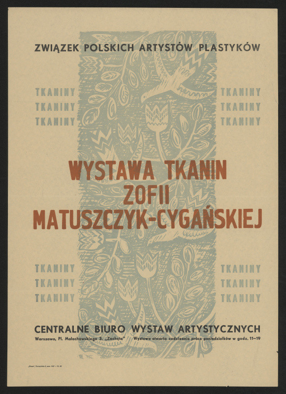 neznámý - Zofie Matuszczyk-Cyganskiej, Warszawa, výstava tkanin
