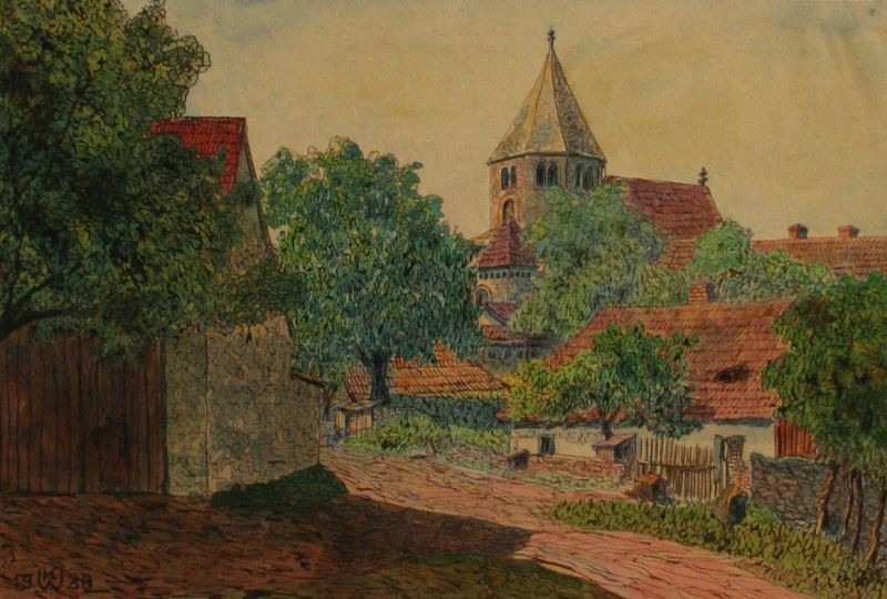 Karel Werner - Starý románský kostel v Řeznovicích