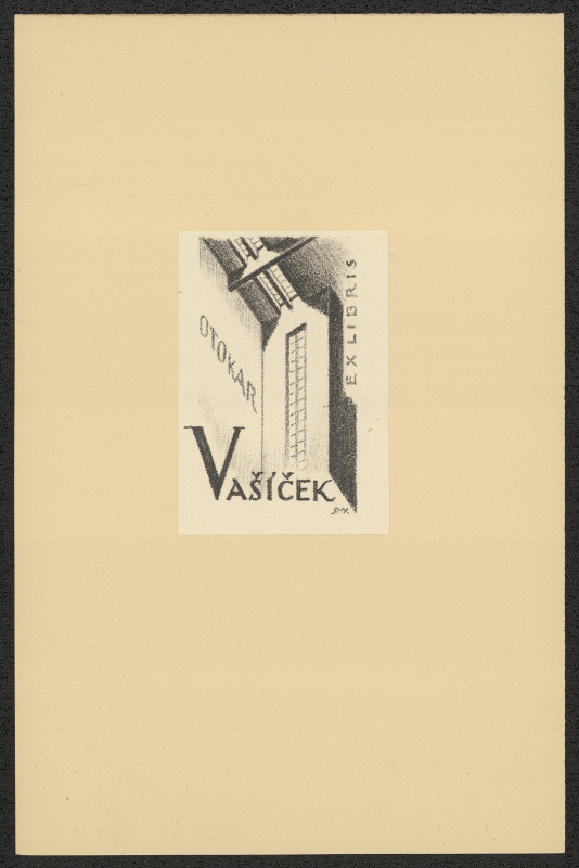 Rudolf (Ruda) Kubíček - Ex libris Otokar Vašíček. in Ruda Kubíček, Druhý soubor ex libris. Litografie. Uherské Hradiště 1929