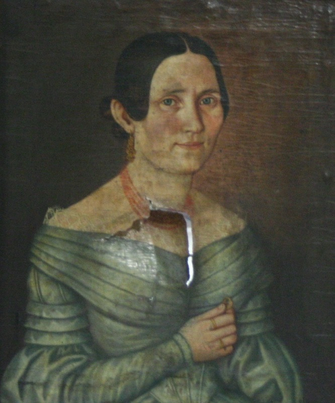 neznámý malíř - Portrét starší dámy se snubním prstenem na ruce