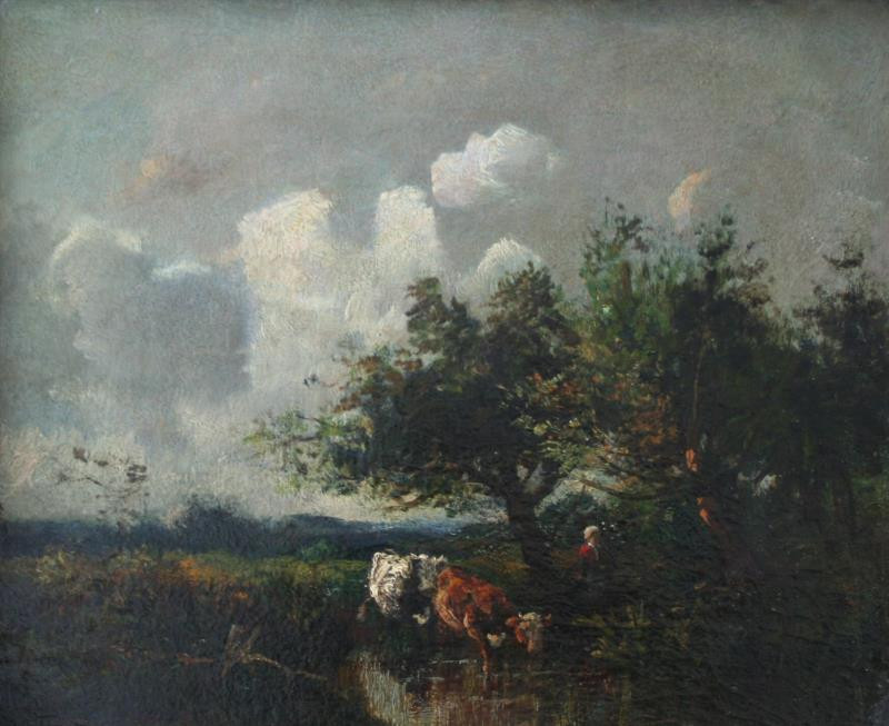 Jules Dupré - Krajina s kravami u vody