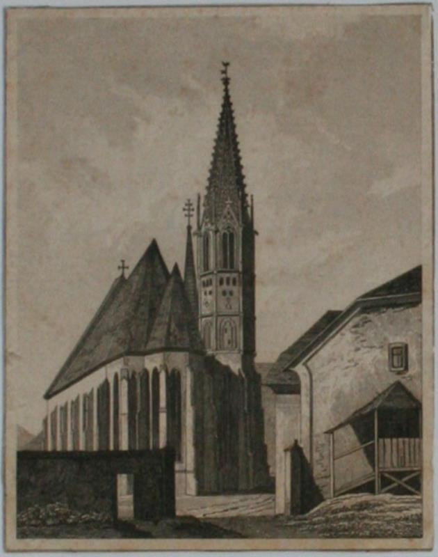 neurčený autor - Pohled na gotický kostel