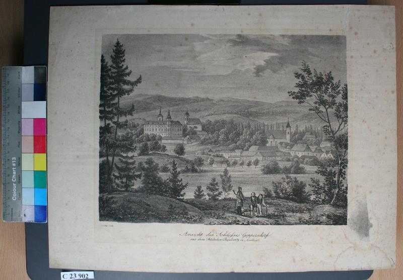 Adolf Bedřich (Friedrich) Kunike - Ansicht  des  Schlosses  Geppersdorf   ( Troplowitz  in  Mäkren )