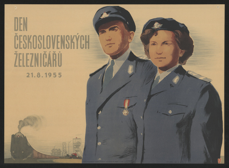 Propagační tvorba - Den československých železničářů 21.8.1955
