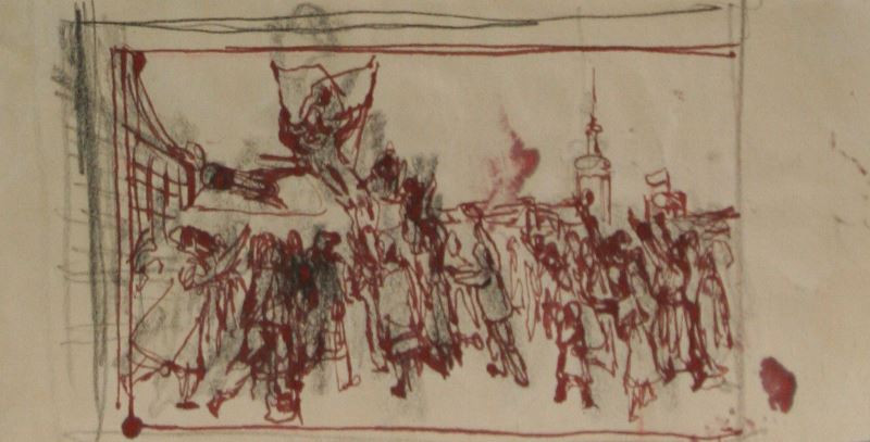 František Kaláb - Studie k obrazu Vítání Rudé armády
