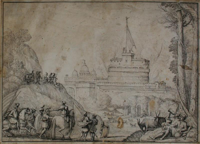 Joris (Georgiius) Hoefnagel - Andělský hrad v Římě (krajina s andělským hradem)