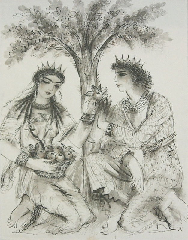 Antonín Procházka - Ilustrace k Písni písní - Královna dává jablko králi