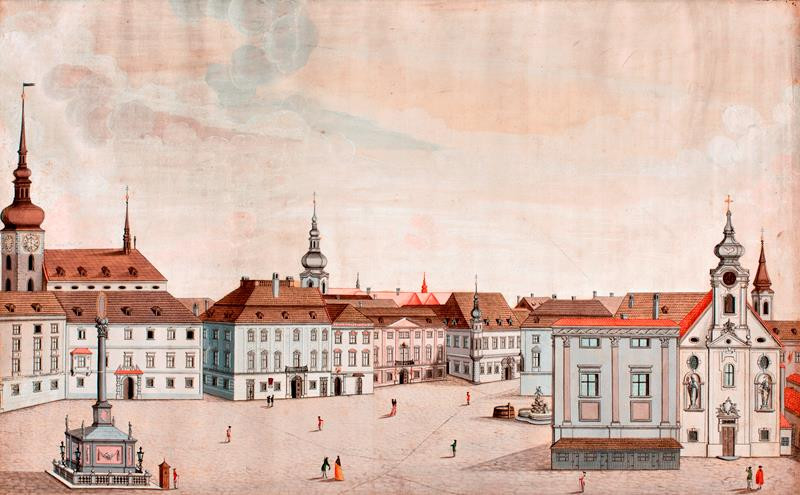 Josef Maserle - kopista - Velké náměstí v 18. století, pohled od západu