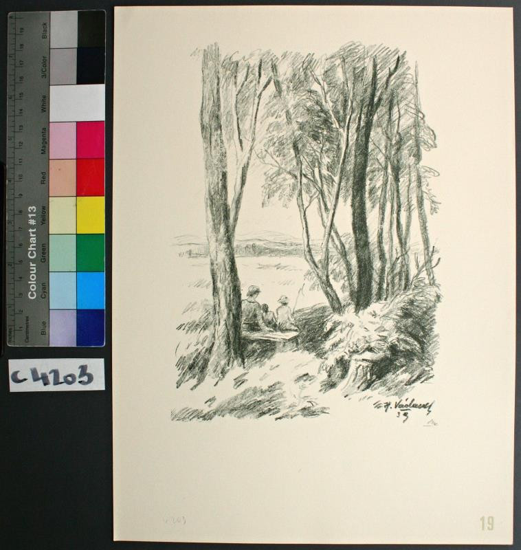 Hilar Václavek - Cyklus SVUM v Hodoníně, 20 původních litografií: Pod stromy