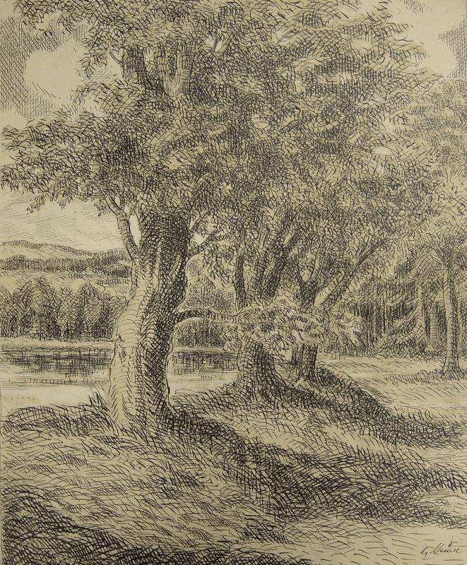 Karel Němec - Rybník v lese (Stromy u rybníka)