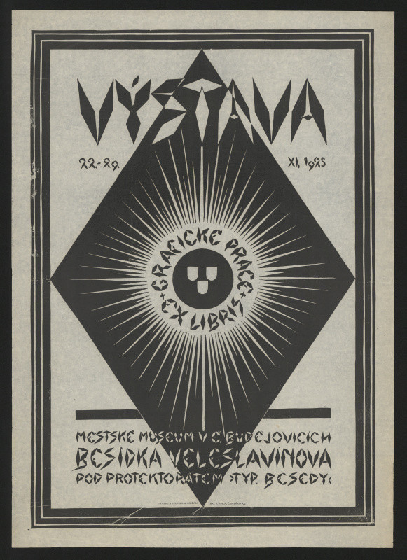 A. Polívka - Výstava exlibris, grafické práce. Městs. muzeum v Čes.Budejovicích. 22.-29.XI.1925