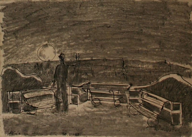 František Hudeček - Měsíc na obzoru města