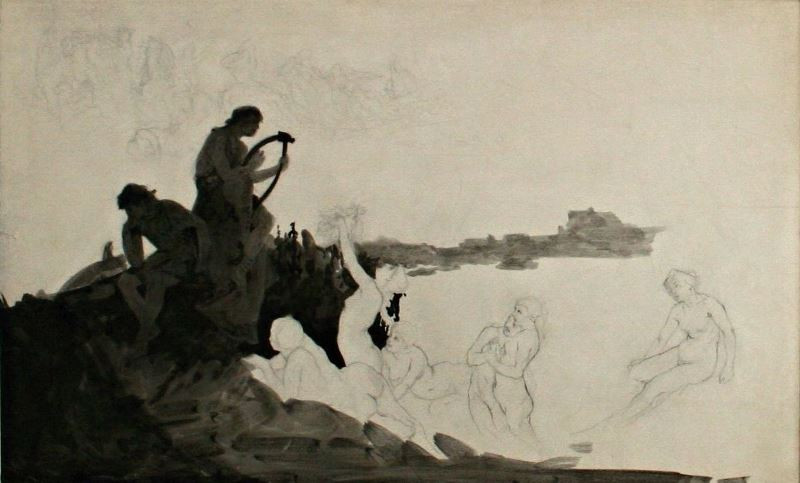 Alfons Mucha - Studie k Adamitům (Lumír s vílami)