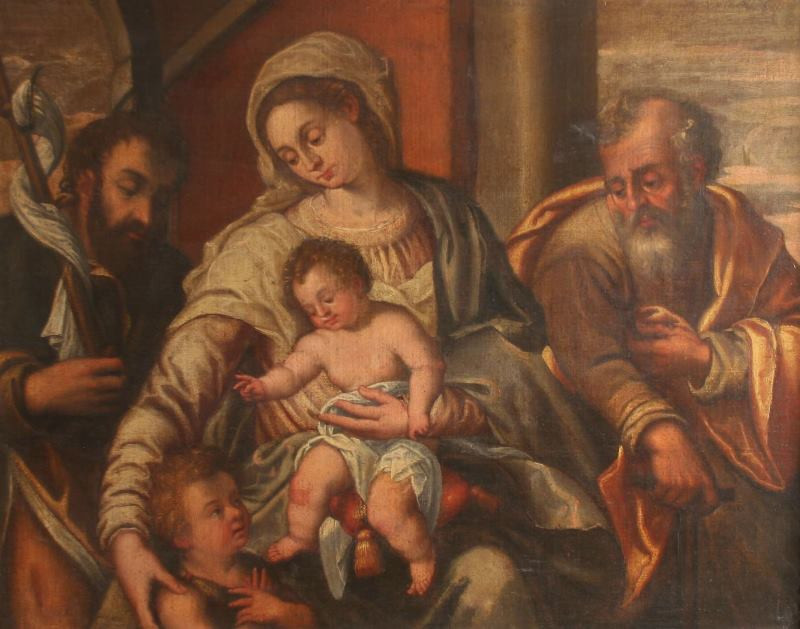neznámý malíř benátský - Sv. Rodina se sv. Janem Křtitelem a sv. Rochem