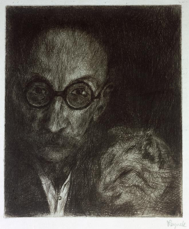 Bohuslav Reynek - Autoportrét s kočkou