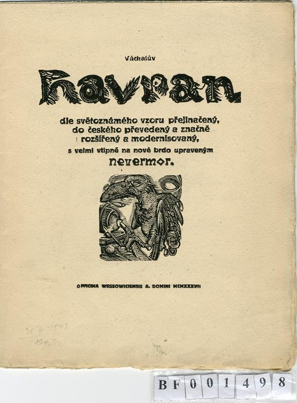 Josef Váchal - Váchalův Havran dle světoznámého vzoru přejinačený, do českého převedený a značně rozšířený a modernisovaný