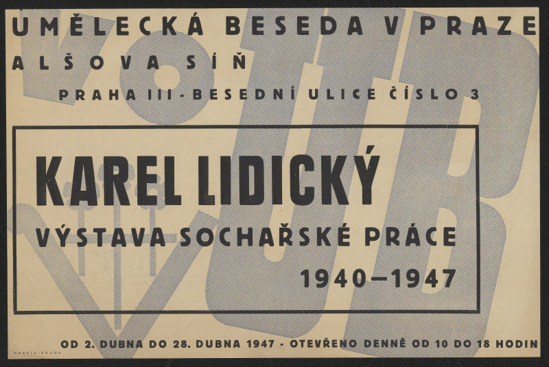 neznámý - Umělecká beseda v Praze, Alšova síň, Karel Lidický, výstava sochařské práce 1940-1947