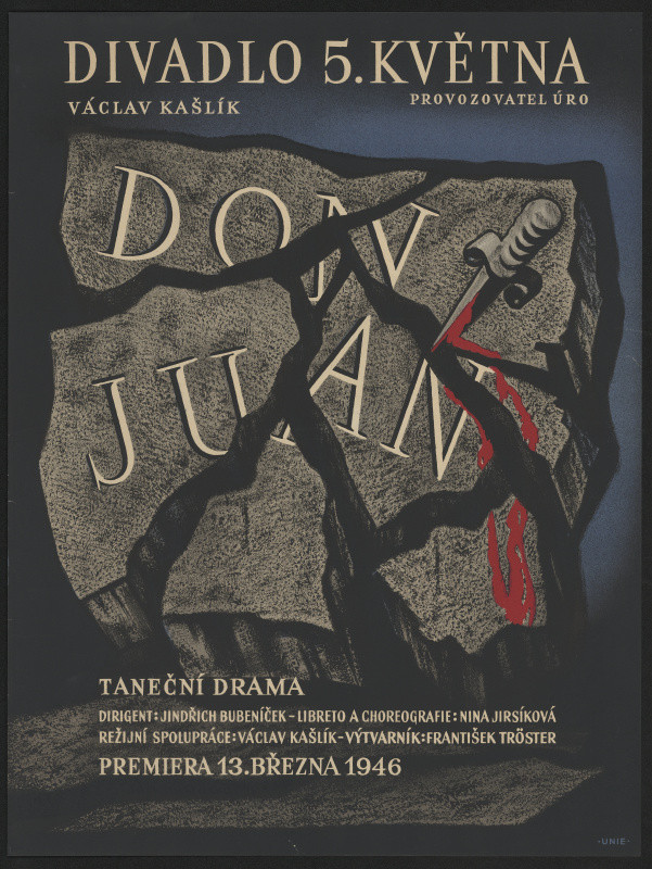 neznámý - Divadlo 5. května, provozovatel ÚRO, Václav Kašlík, Don Juan, taneční drama ... 1946