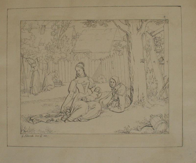 Josef Führich - Ilustrace ke Goethovu Hermannu a Dorothee. Dorothea a šestinedělka
