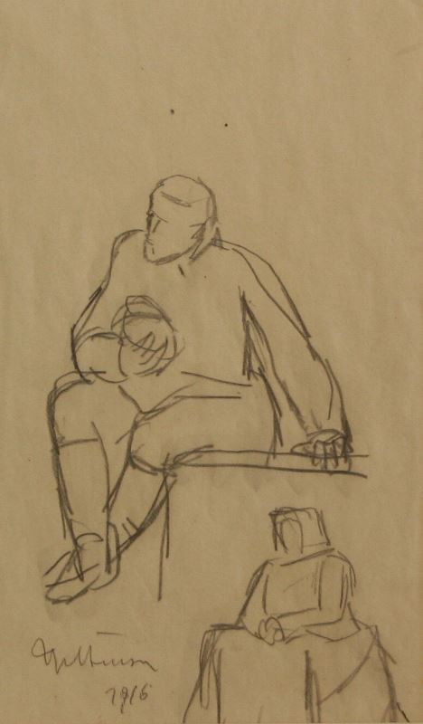 Jan Štursa - Studie sedícího muže a sedící ženy