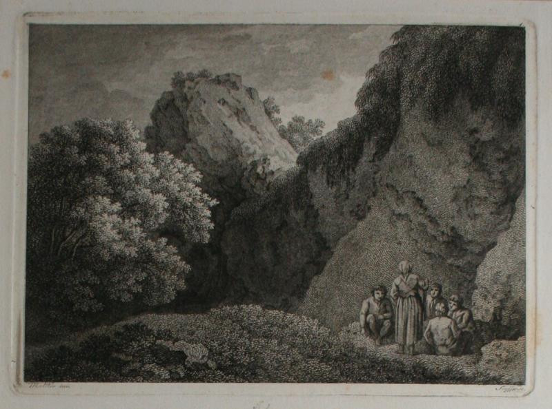 Friedrich August Seyffer - Skalnatá krajina s figurální stafáží