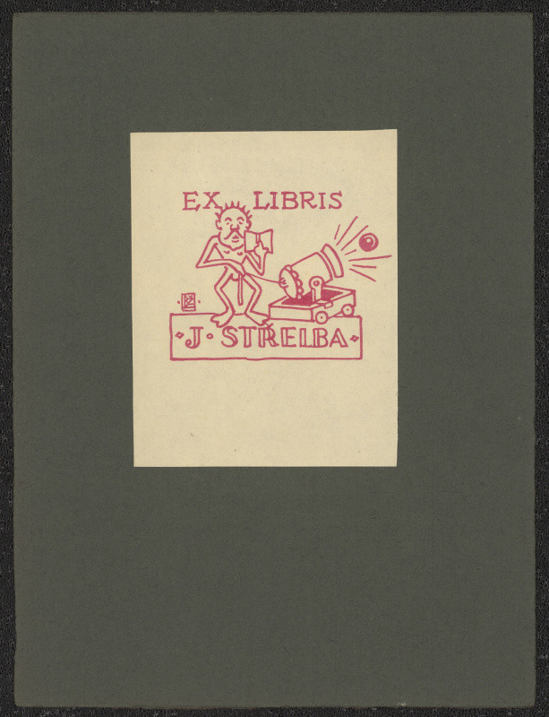 Leo Brož - Ex libris J. Střelba. in Groteskní ex-libris Leo Brože 1920-24