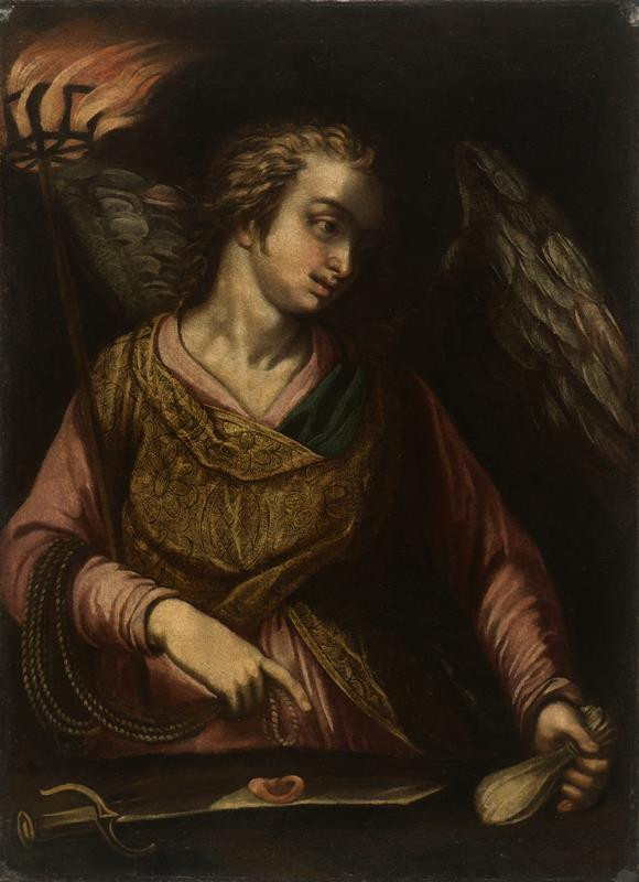 neznámý malíř - Archanděl s atributy Jidáše a sv. Petra