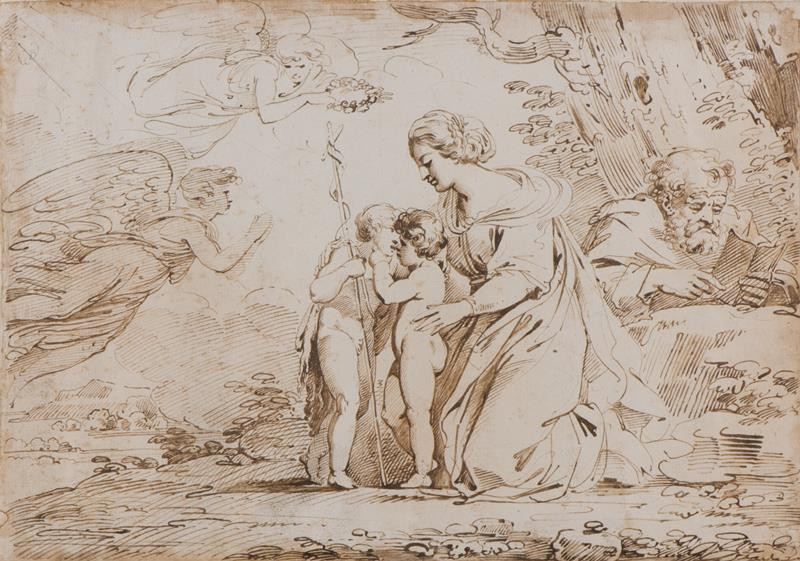 neznámý malíř italský - Sv. rodina se sv. Janem Křtitelem