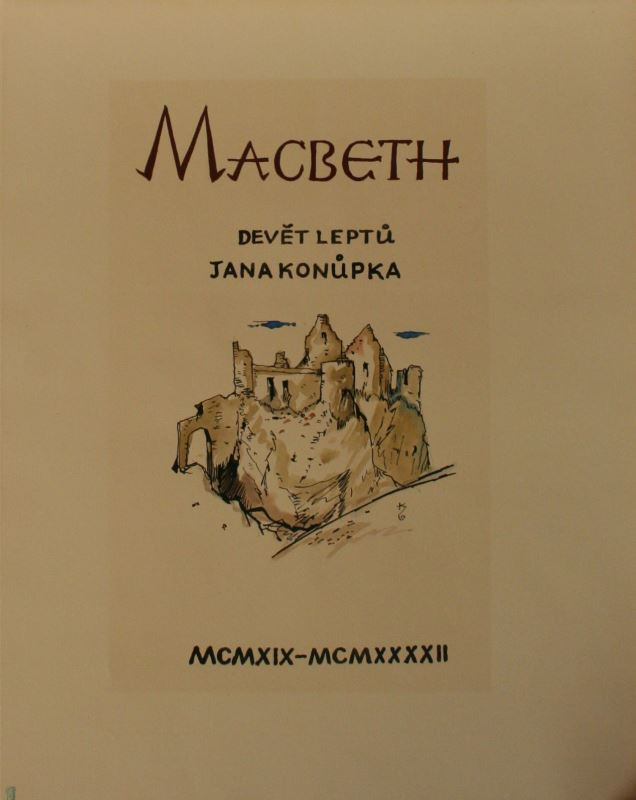 Jan Konůpek - Macbeth - titulní list k souboru 9 leptů