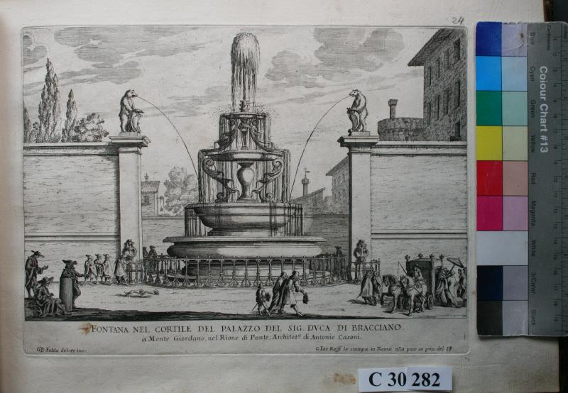 Giovanni Battista Falda - Fontana nel Cortile del Palazzo Bracciano