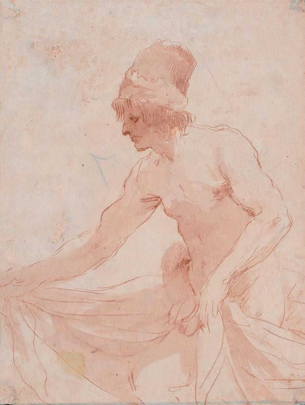 Giov. Franc. Barbieri zv. Guercino (následovník) - Figura muže s pokrývkou hlavy